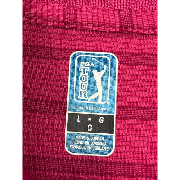 PGA Tour Pink Striped Golf Polo Shirt Mens Size L Polyester - Picture 3 of 5